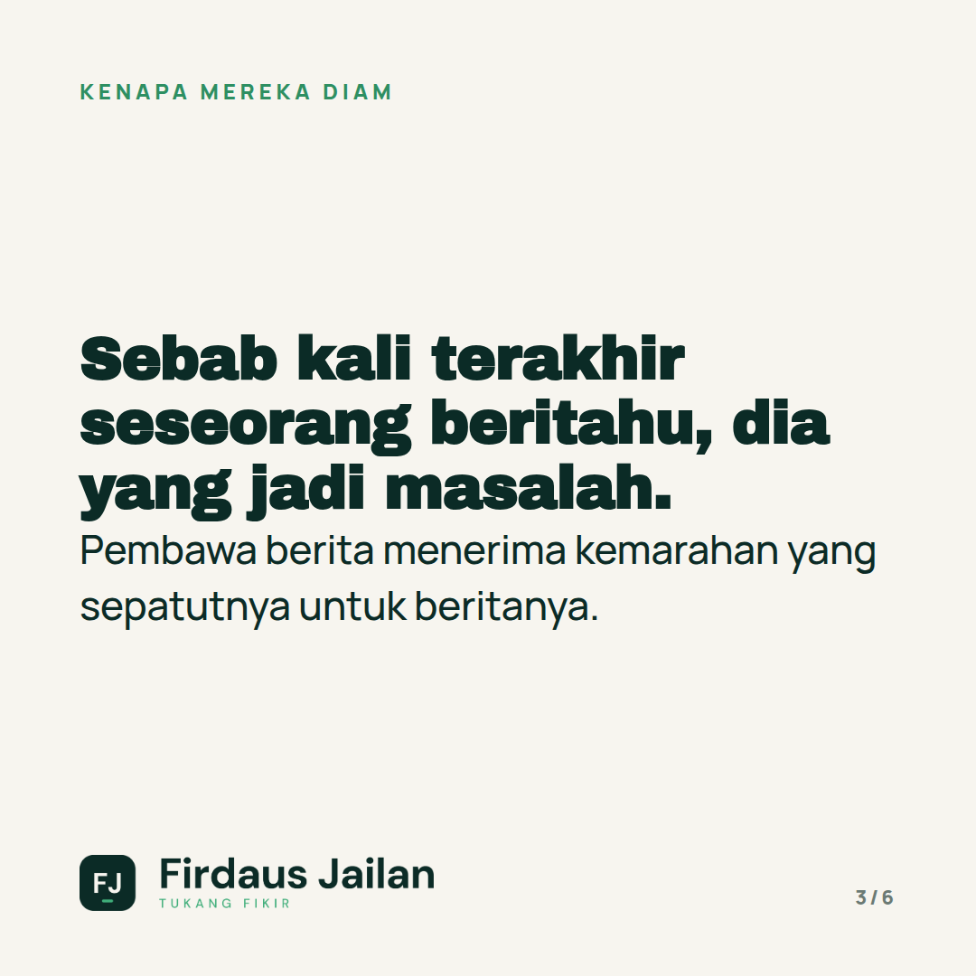 Kenapa Staf Tahu Masalah Tetapi Tak Beritahu Kita?