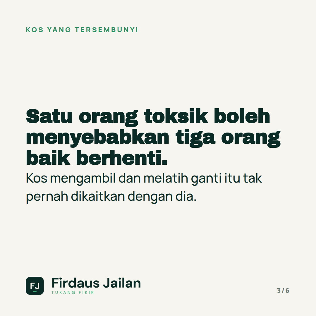 Staf Toksik: Kos Yang Tak Pernah Masuk Penyata